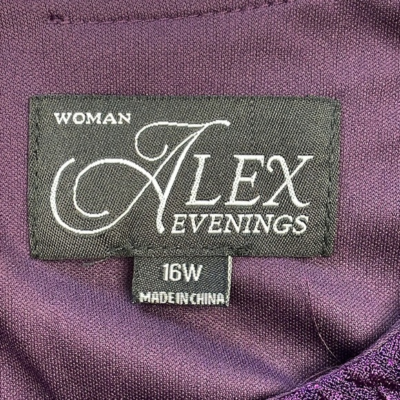 New Alex Evenings Purple Lace Overlay Gown Maxi Dress MOTB Plus Size 16W - Picture 7 of 13